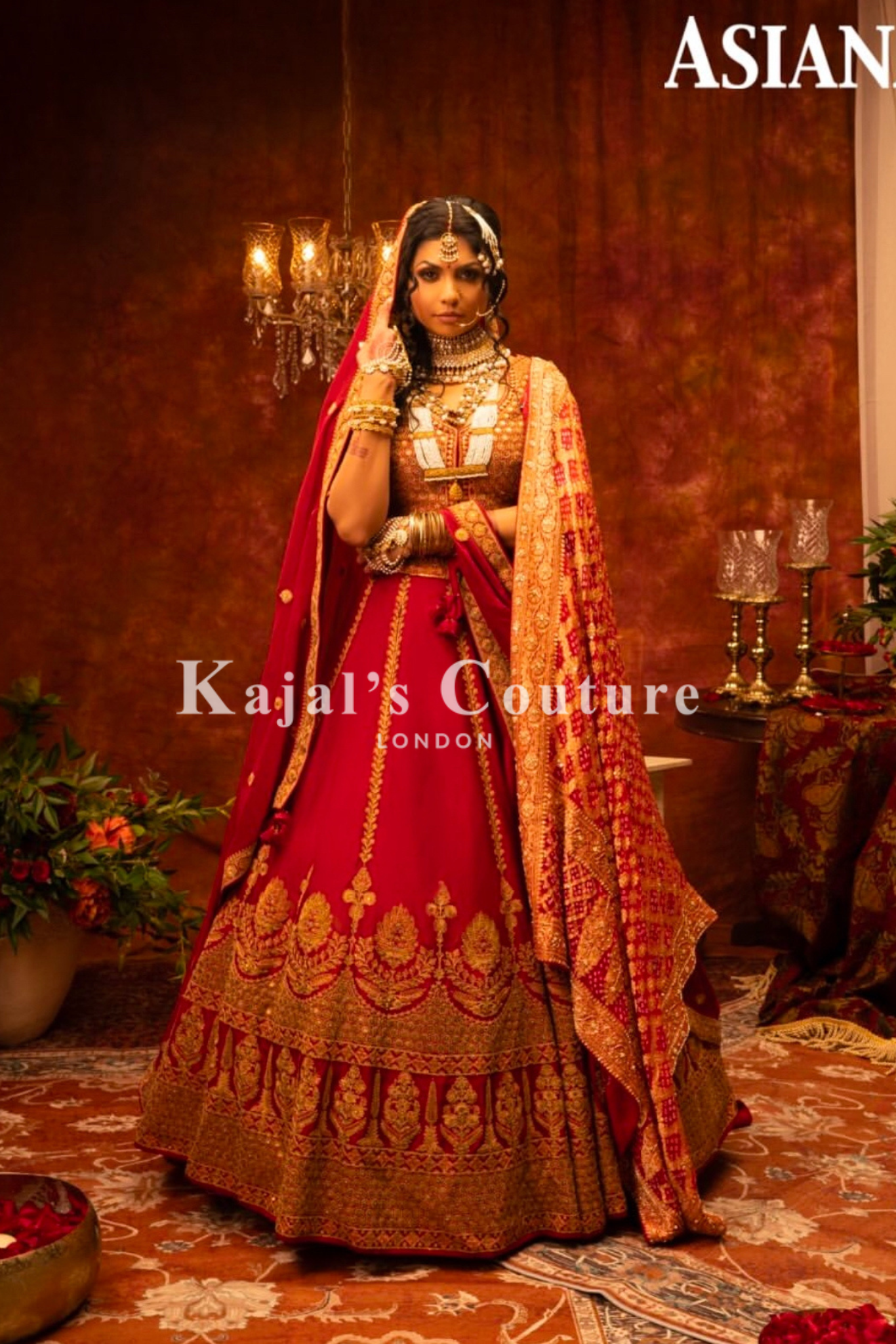 Classic Deep Red Antique Bridal Lehenga - Couture Collection