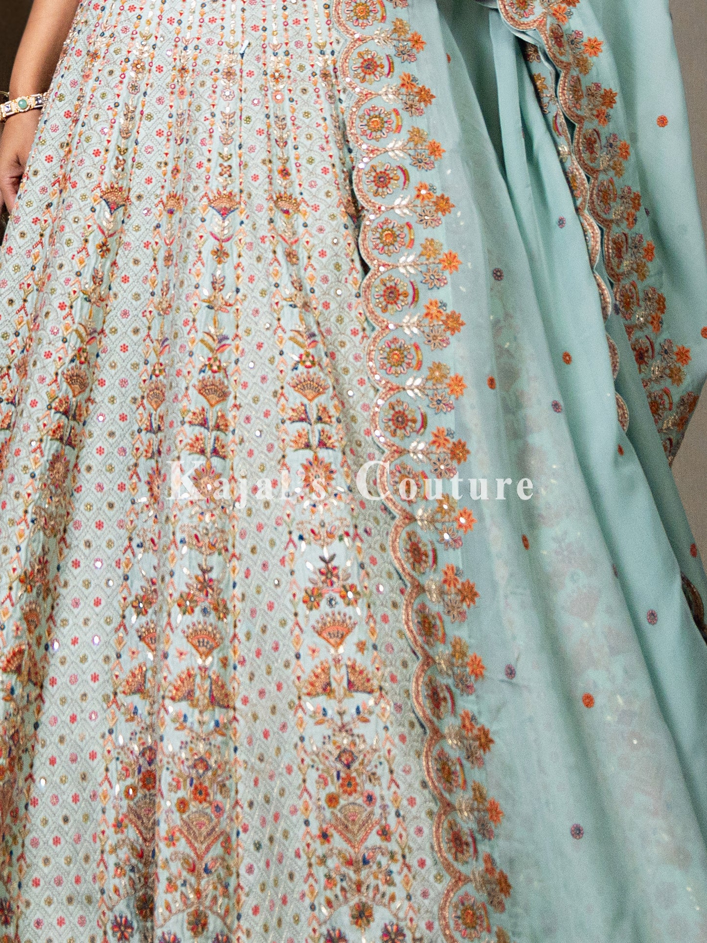 Soft Blue Embroidered Lehenga - Couture Collection