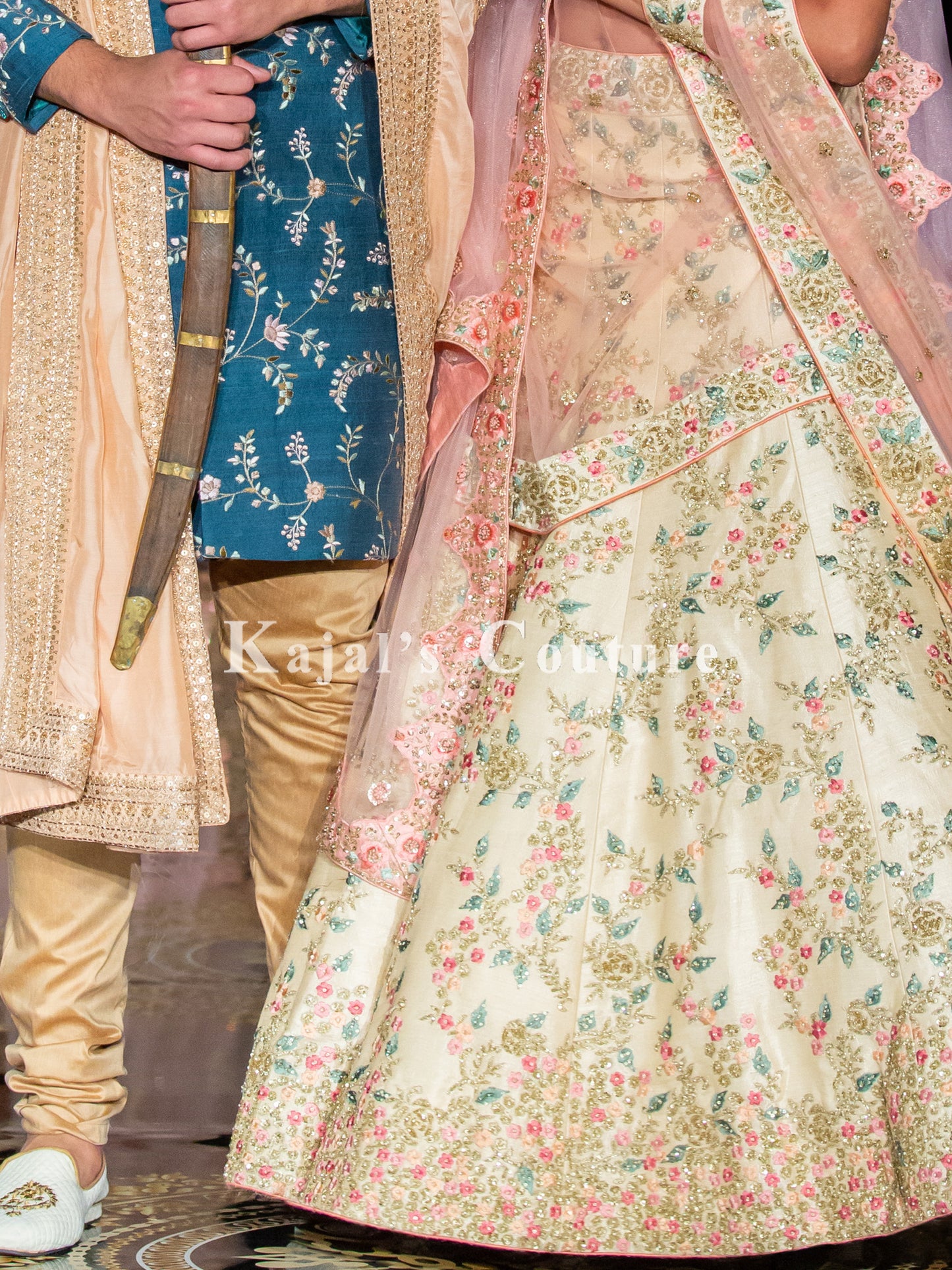 Cream Trailing Floral Lehenga