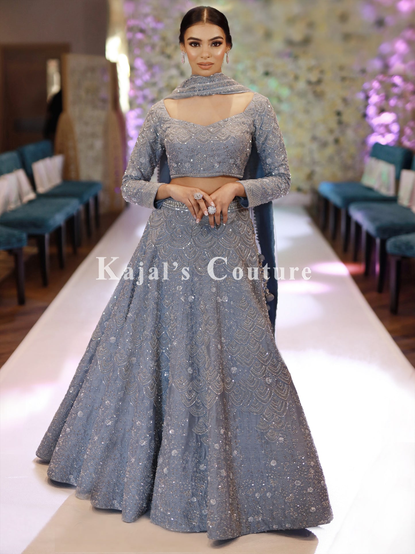 Grey Embroidered Lehenga - Couture Collection
