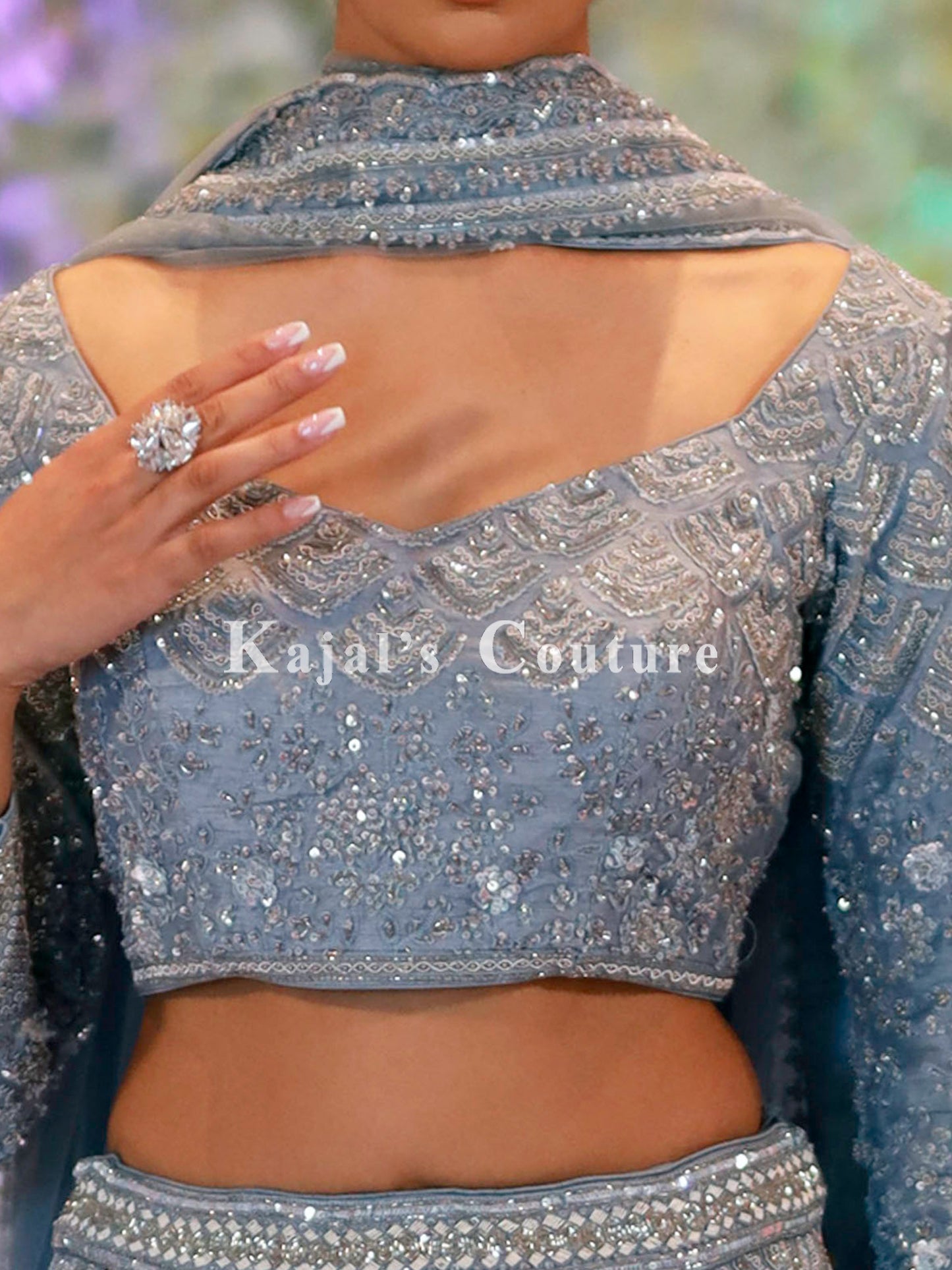 Grey Embroidered Lehenga - Couture Collection
