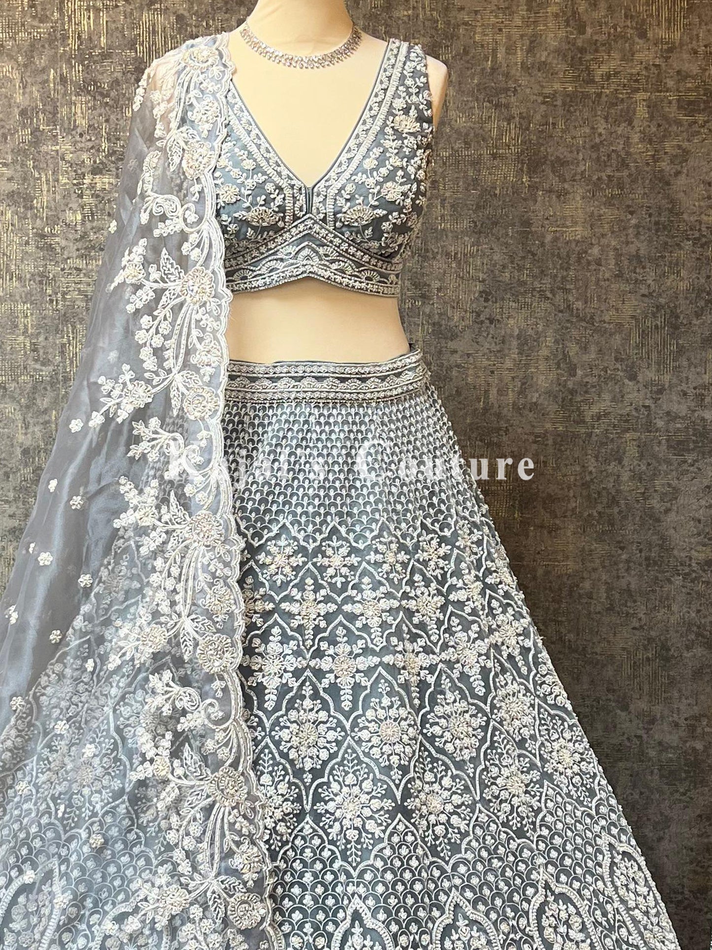 Grey & White Reception Lehenga