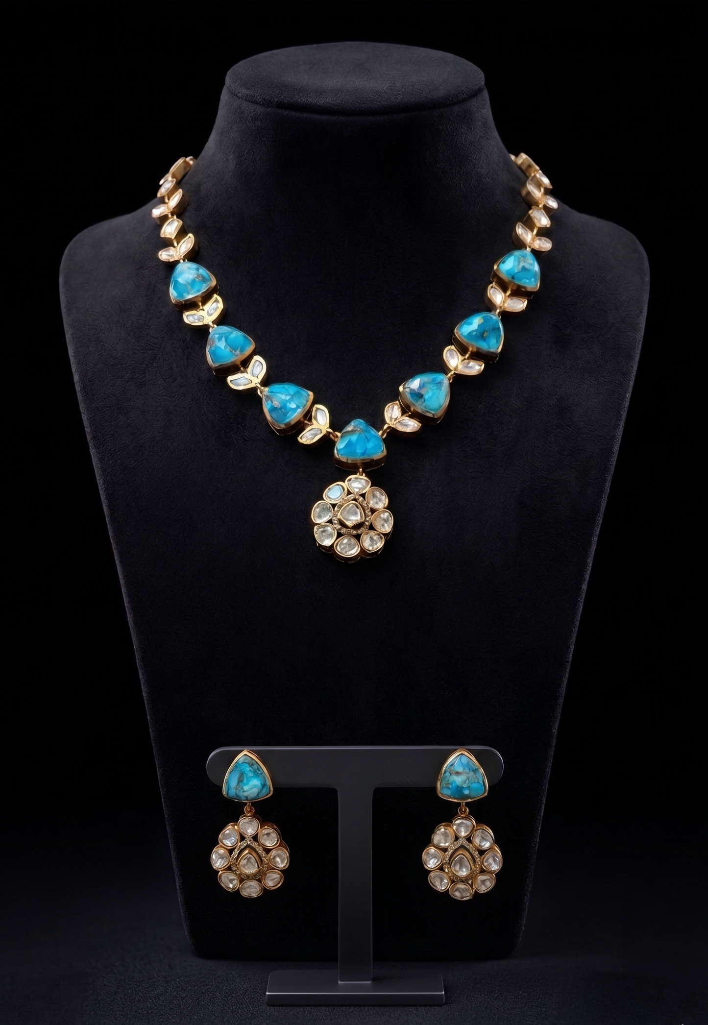 Vibrant Turquoise and Polki Floral Heritage Set