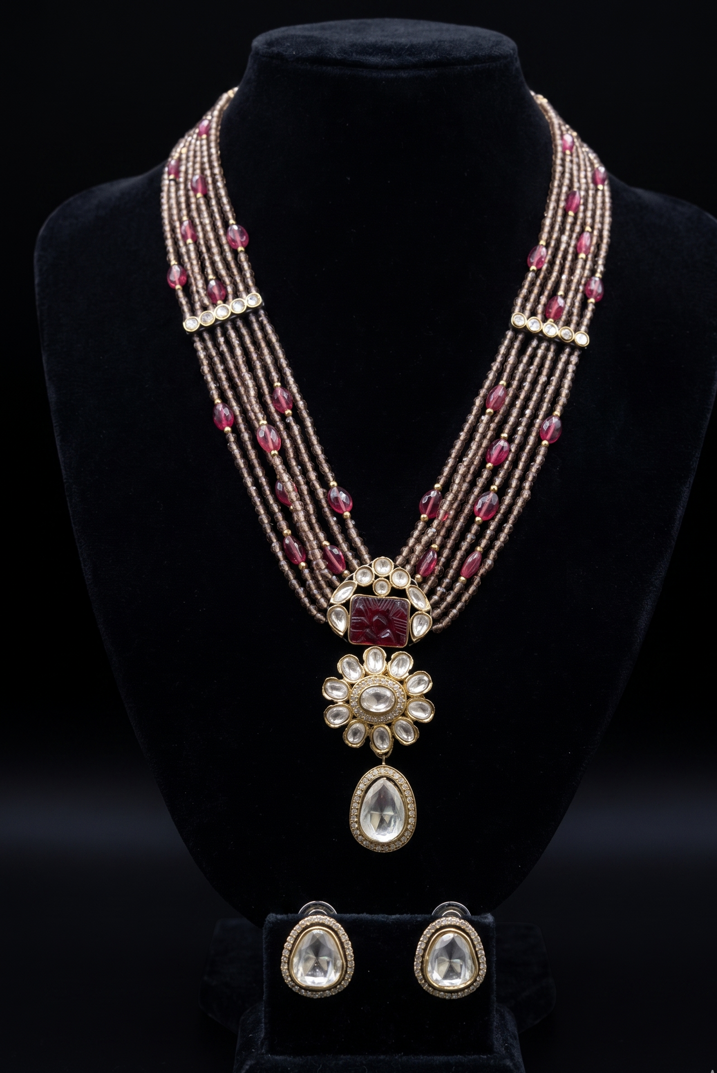 Multi-Strand Ruby and Polki Heritage Set