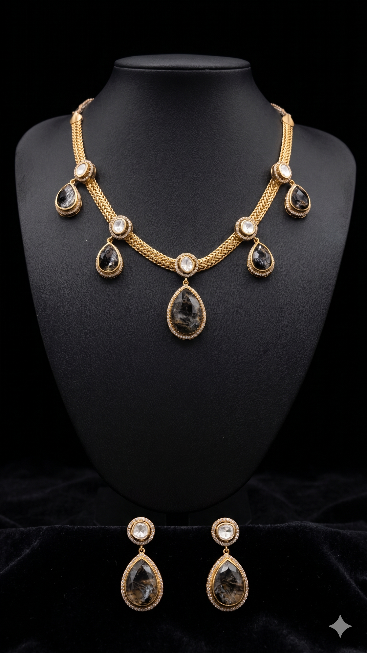 Sophisticated Dark Gemstone and Gold Jewellery Set
