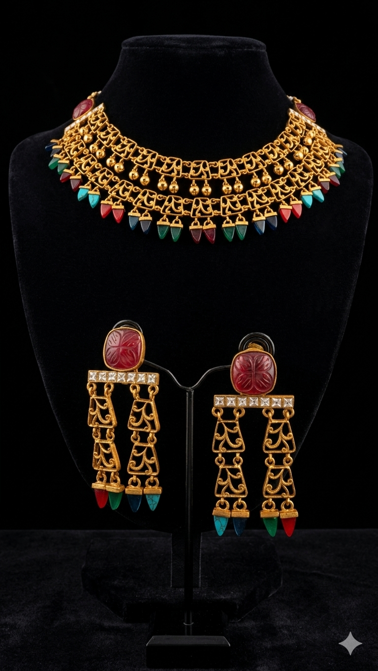 Navratna Style Choker Necklace