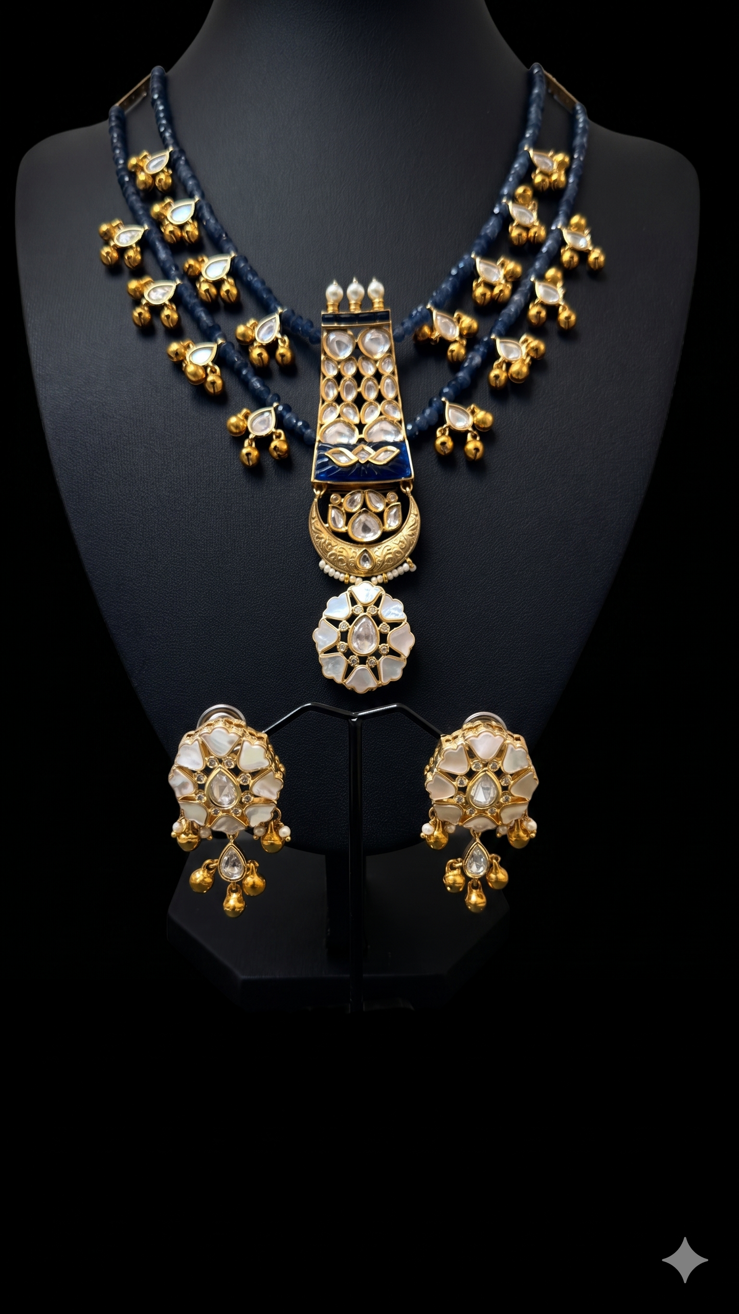 Celestial Midnight Pearl and Polki Statement Set