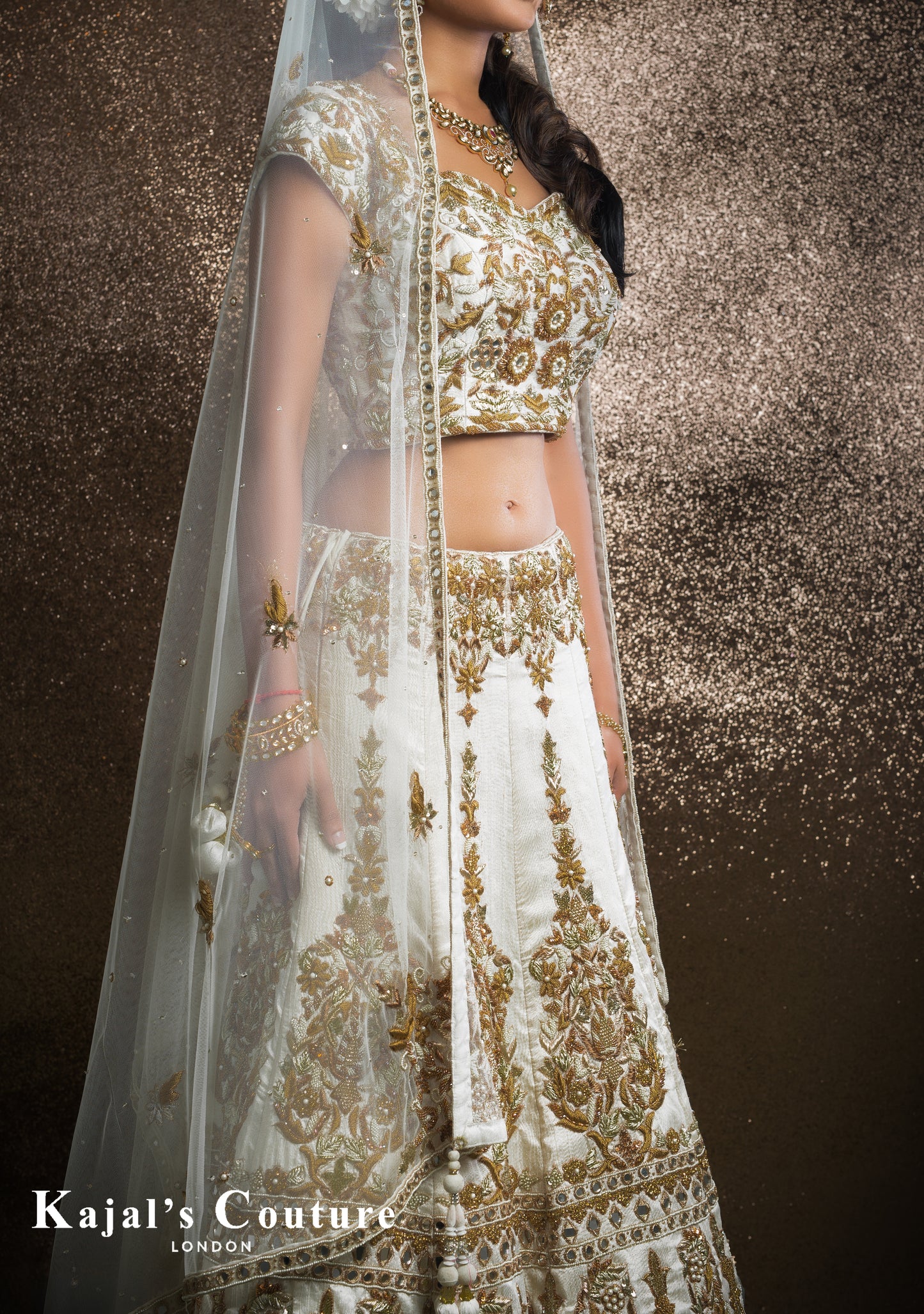 White & Gold Bridal Lehenga - Couture Collection