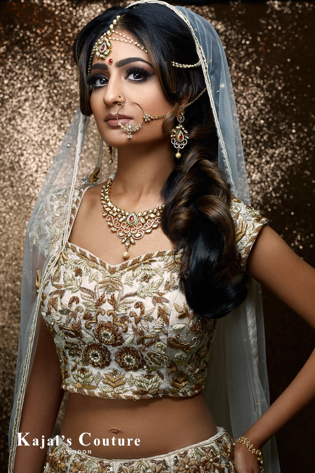 White & Gold Bridal Lehenga - Couture Collection