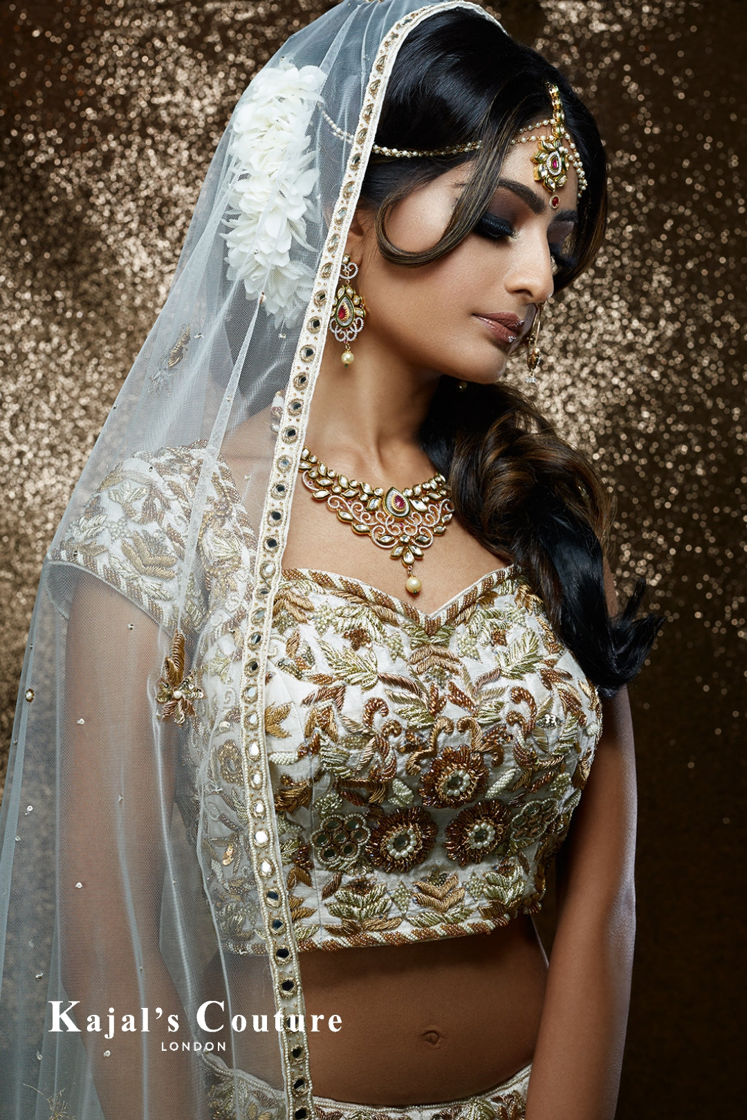 White & Gold Bridal Lehenga - Couture Collection