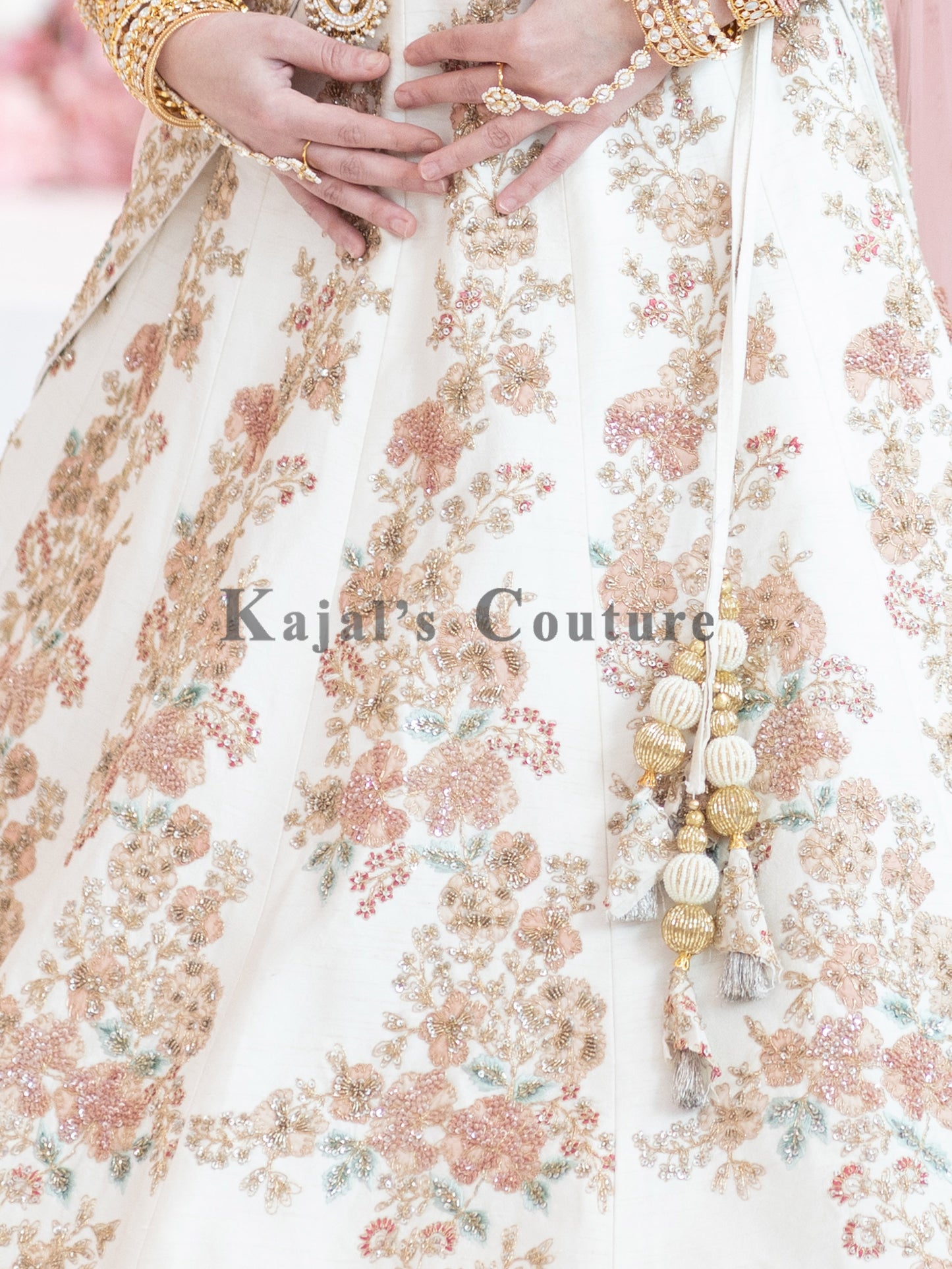 Ivory & Pastel Floral Bridal Lehenga - Couture Collection