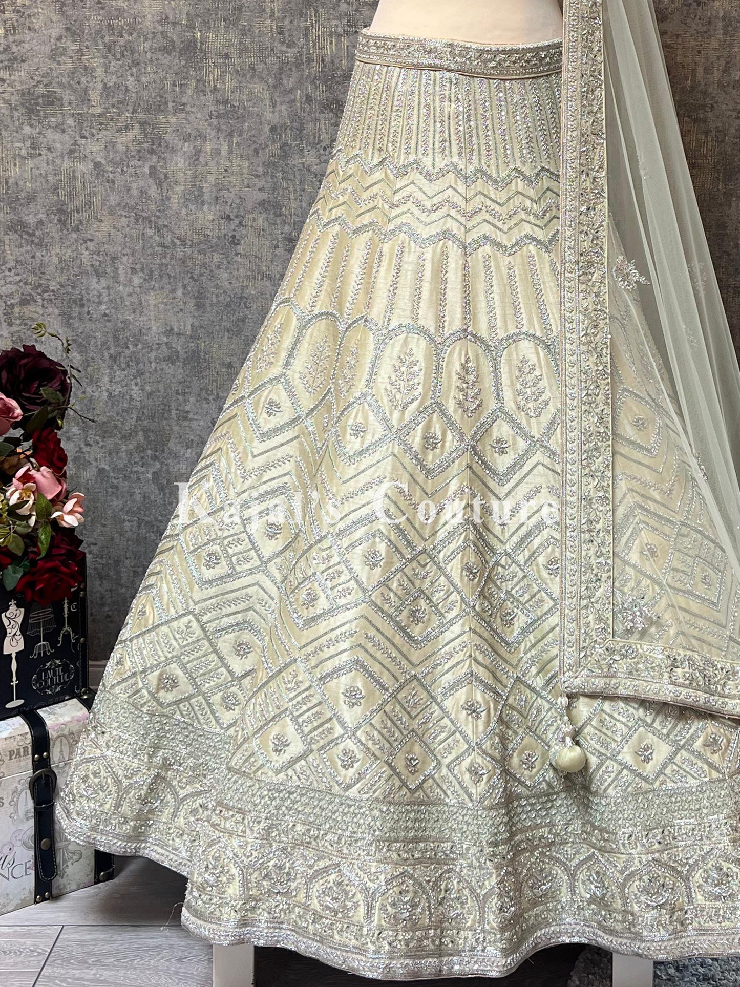 Pastel Silk Diamante Lehenga - Couture Collection