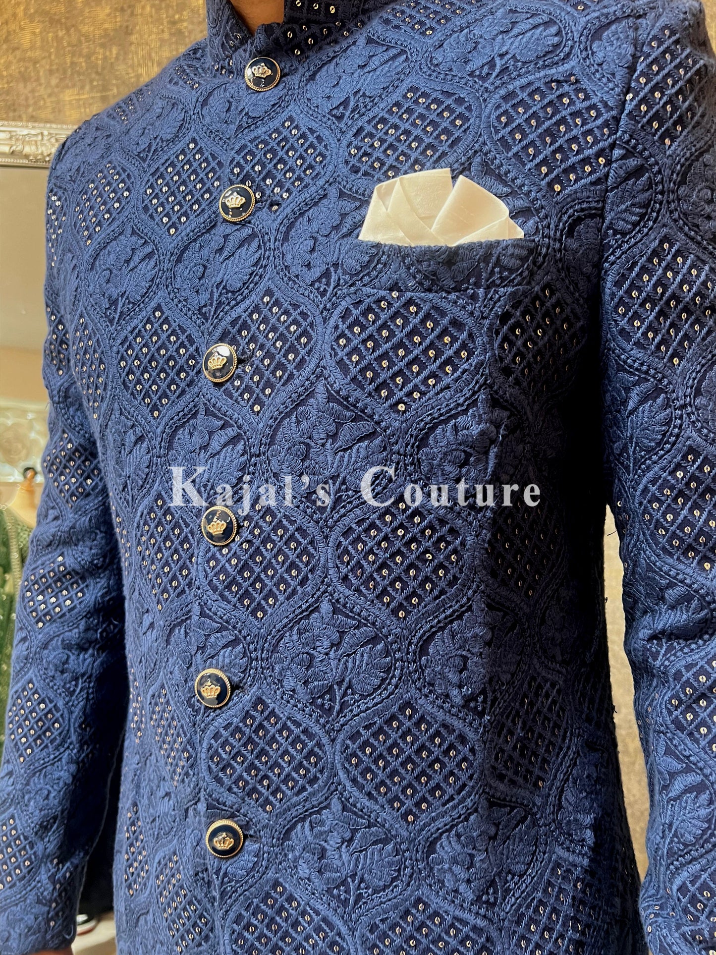 Navy Lucknowi Sherwani