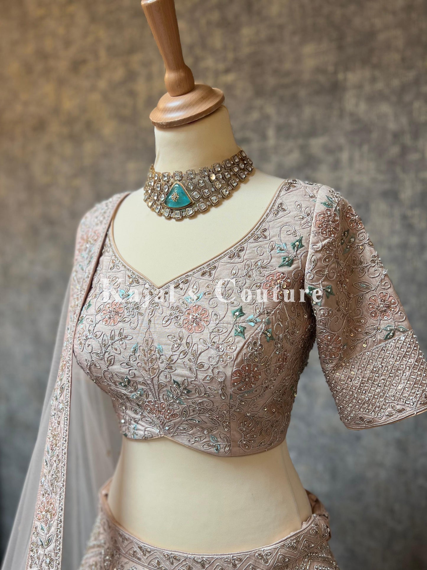 Blush Floral Bridal Lehenga - Couture Collection
