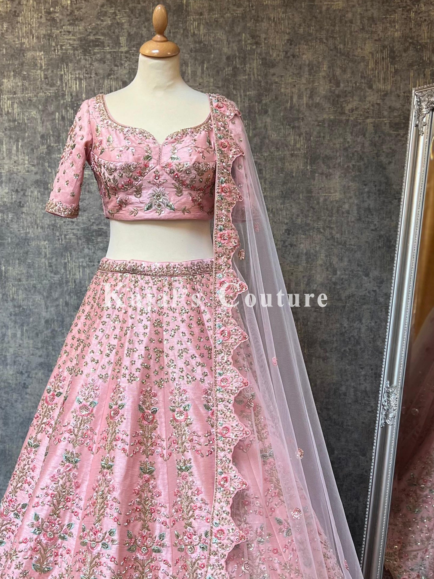 Pink Floral Bridal Lehenga - Couture Collection