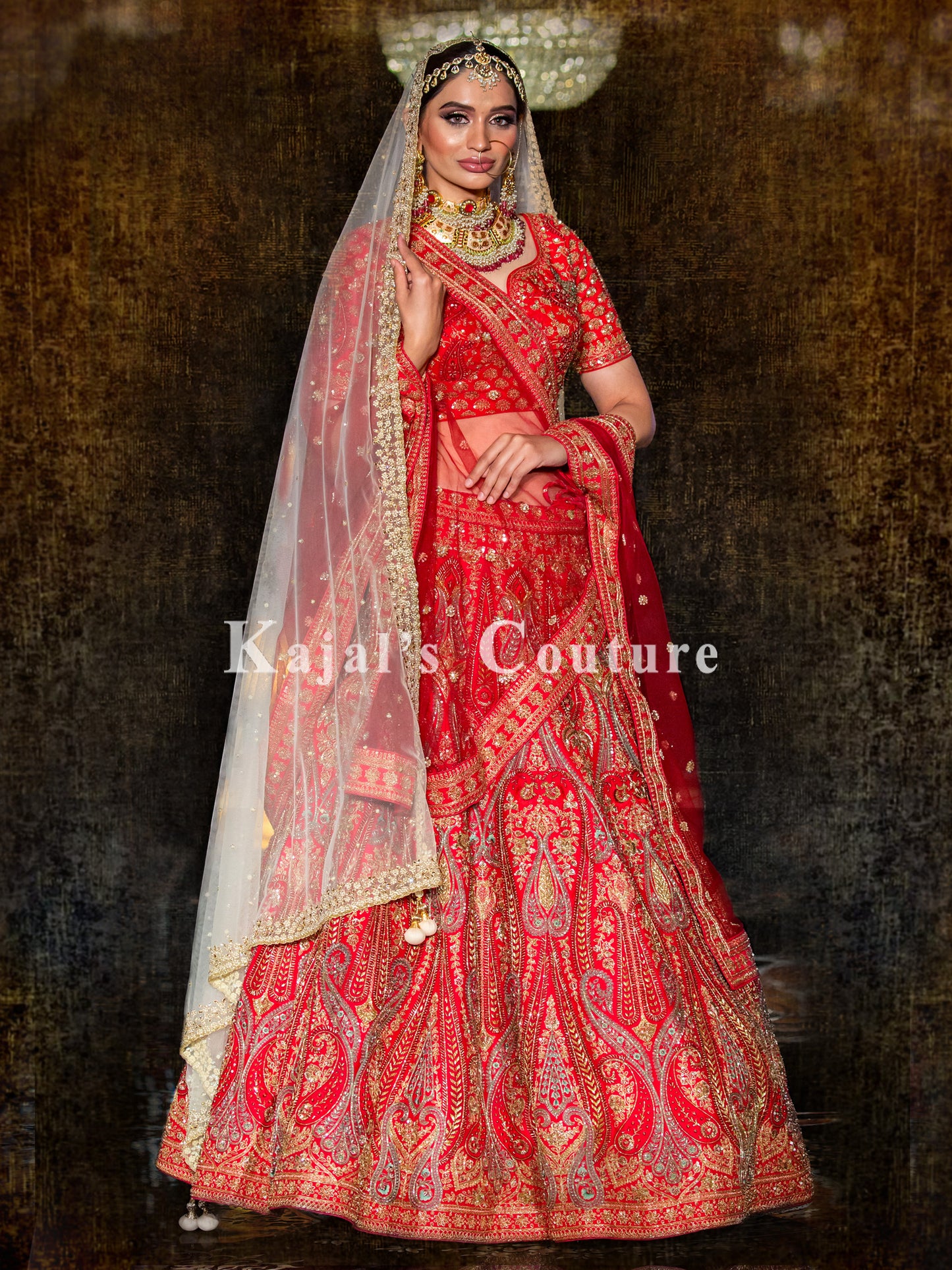 Red Paisley Bridal Lehenga - Couture Collection