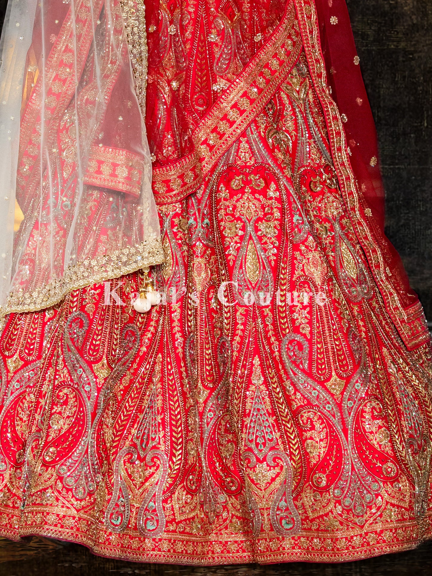 Red Paisley Bridal Lehenga - Couture Collection