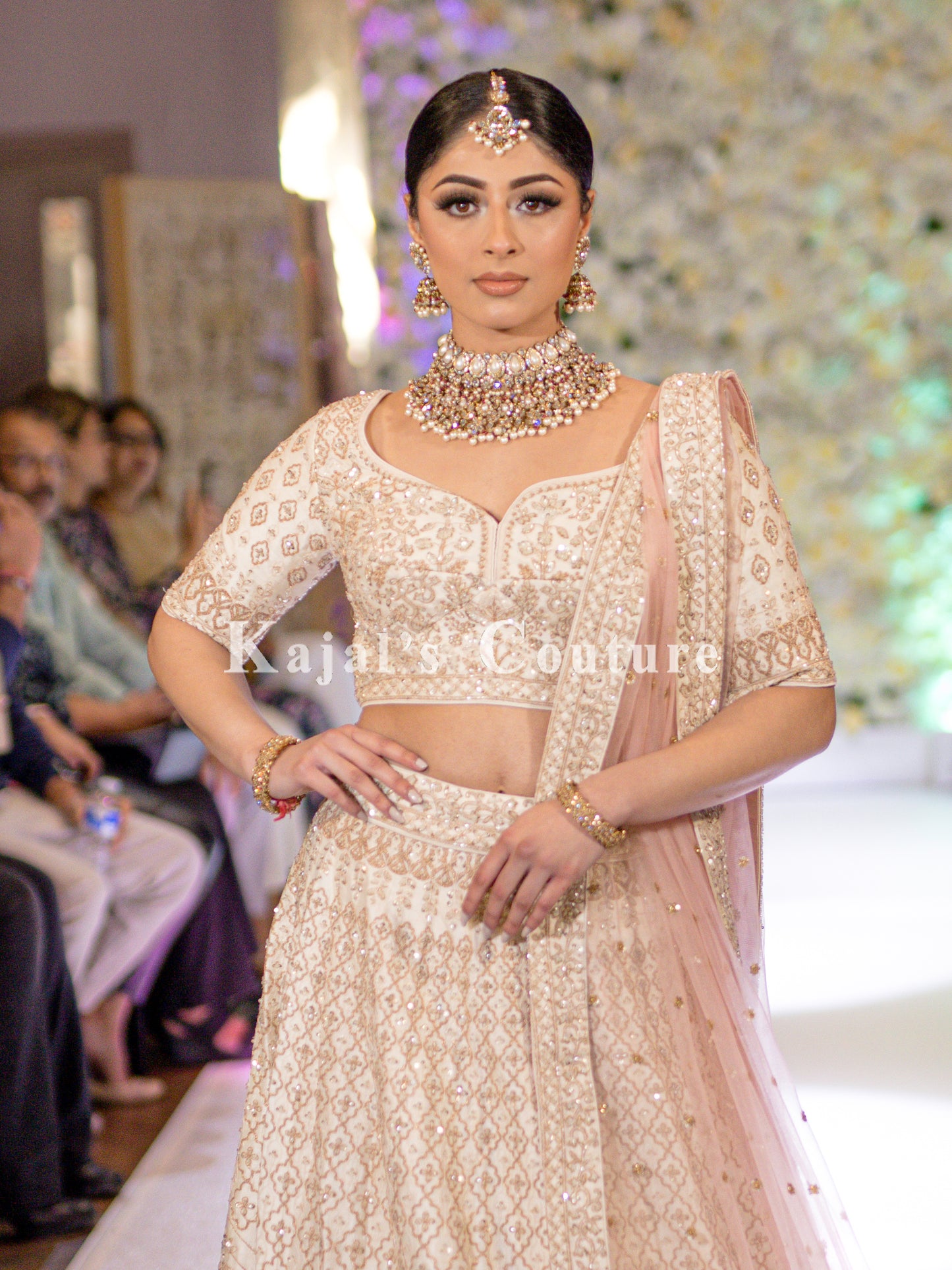 White & Gold Embroidery Lehenga - Couture Collection