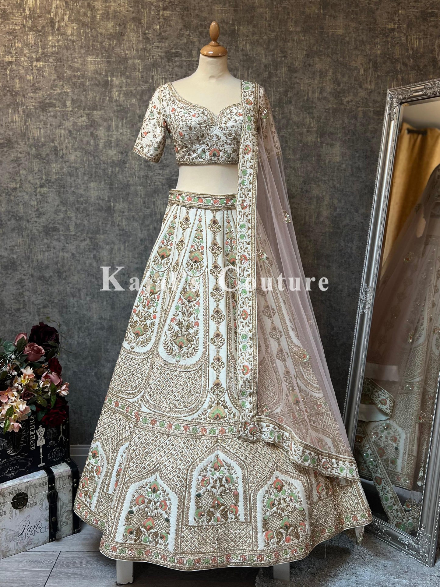Ivory & Pastel Bridal Lehenga - Couture Collection