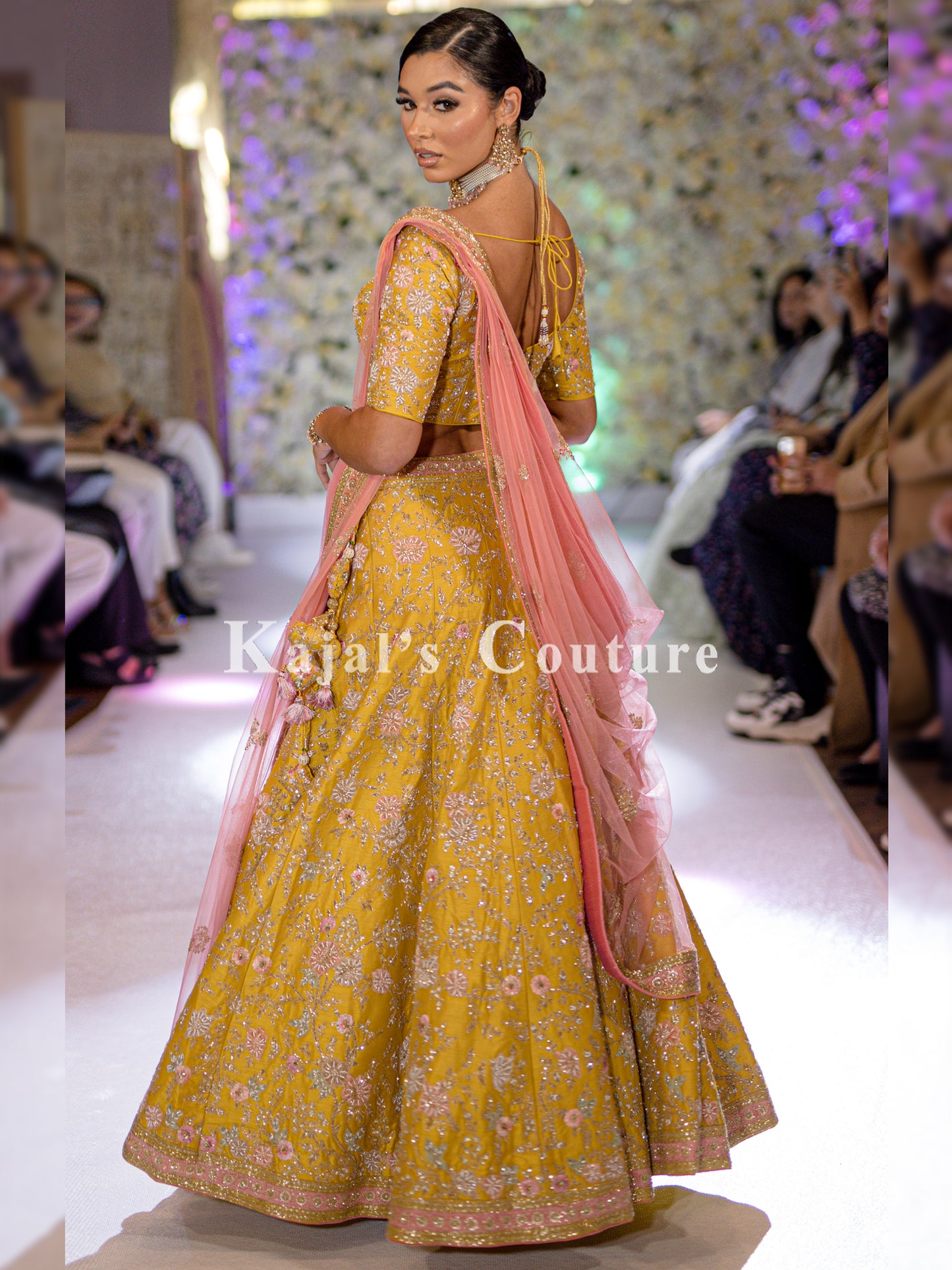 Yellow & Pink Floral Lehenga - Couture Collection