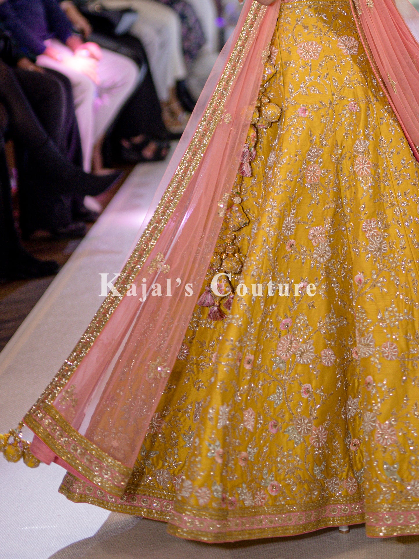 Yellow & Pink Floral Lehenga - Couture Collection