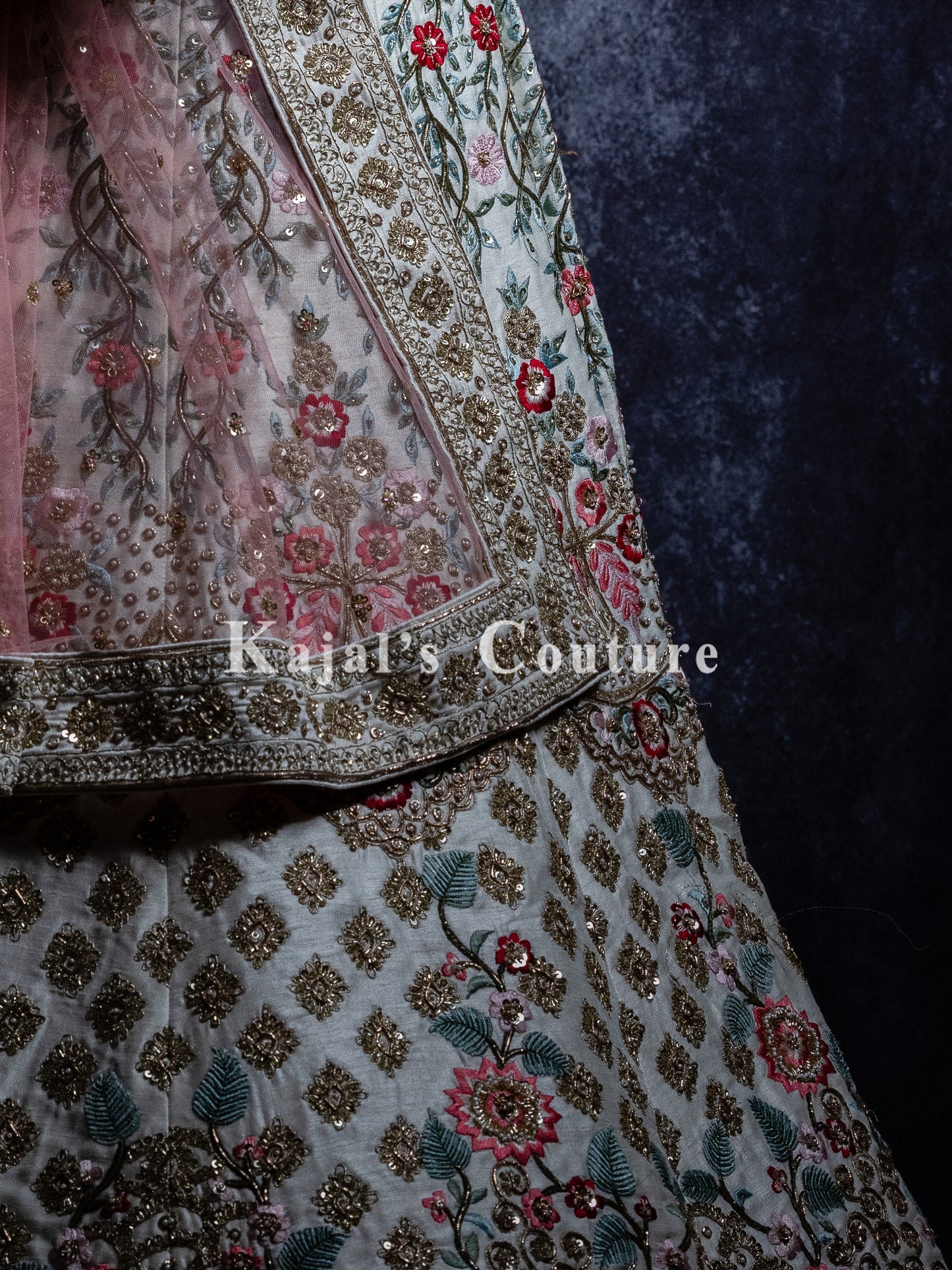 White Botanical Bridal Lehenga