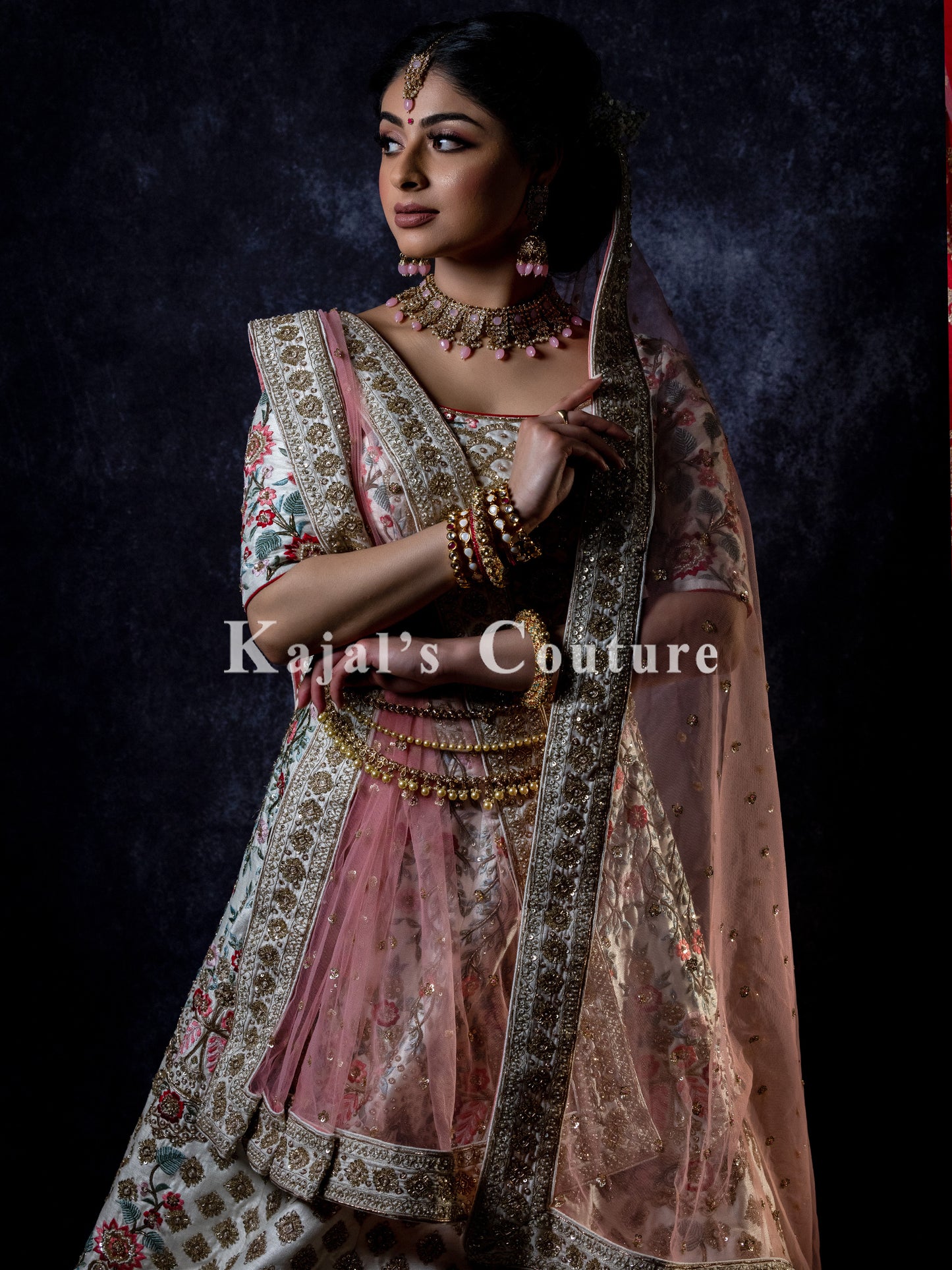 White Botanical Bridal Lehenga