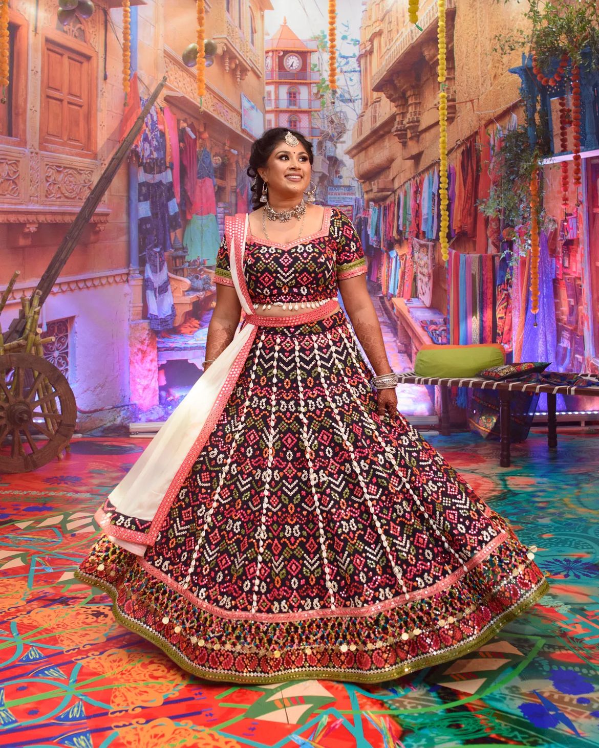 Multicolour Sequin Lengha