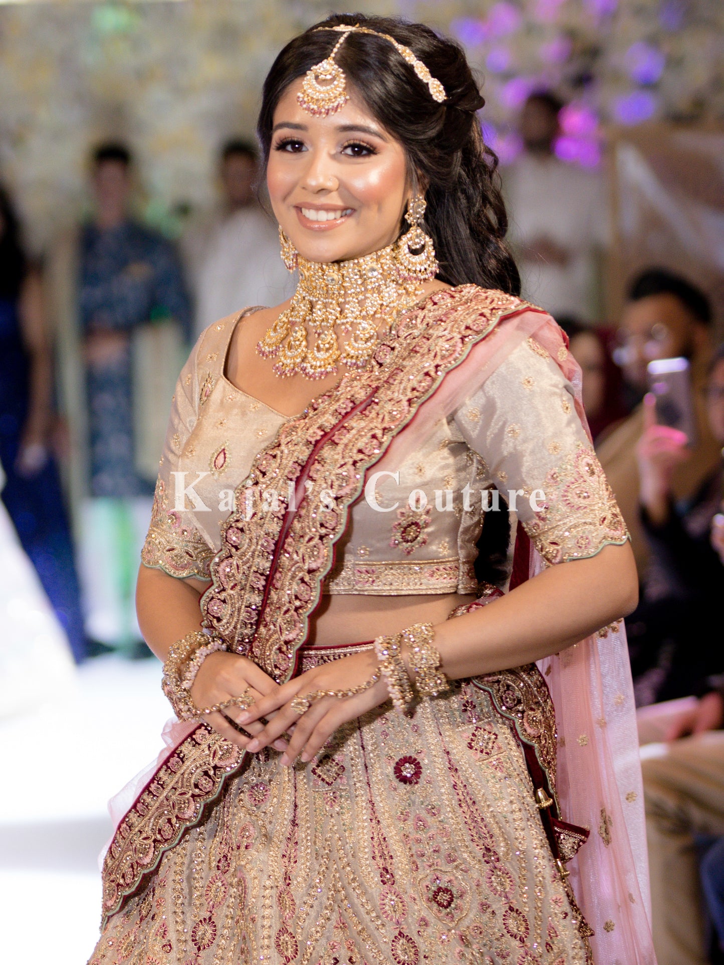 Taupe & Maroon Inricate Embroidery Lehenga