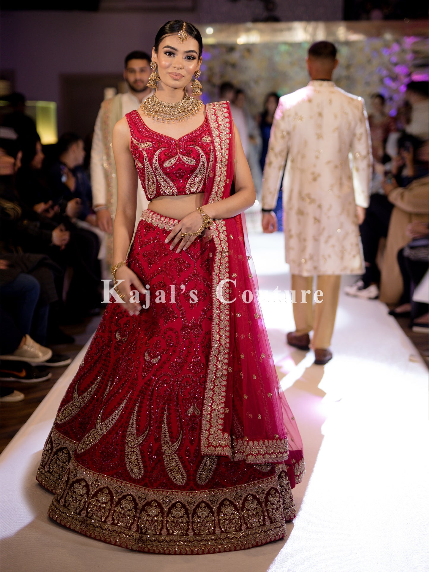 Deep Red Paisley Bridal Lehenga - Couture Collection