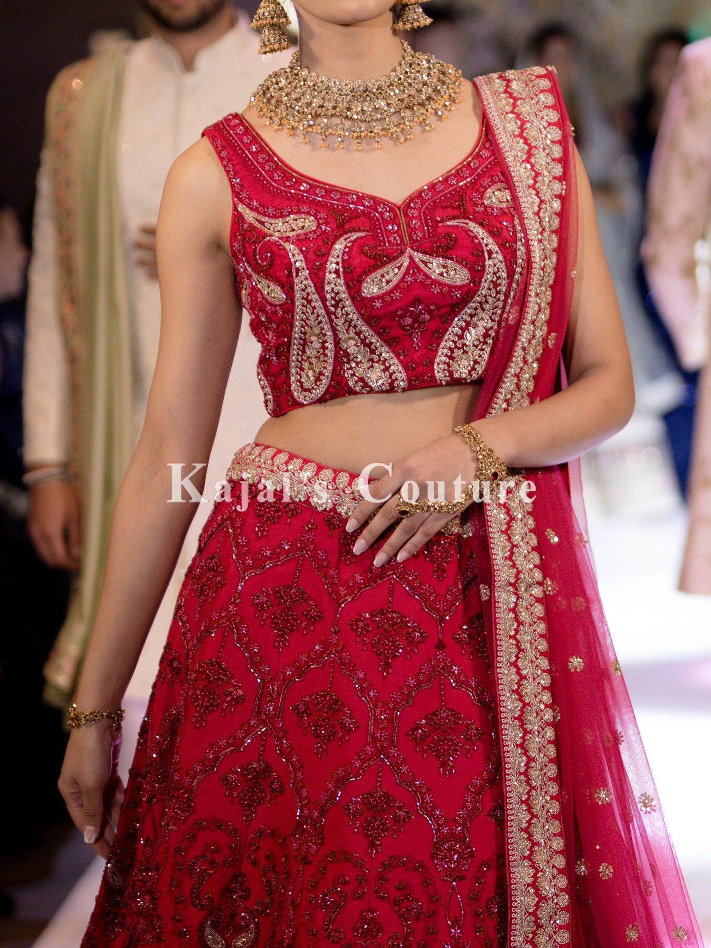 Deep Red Paisley Bridal Lehenga - Couture Collection