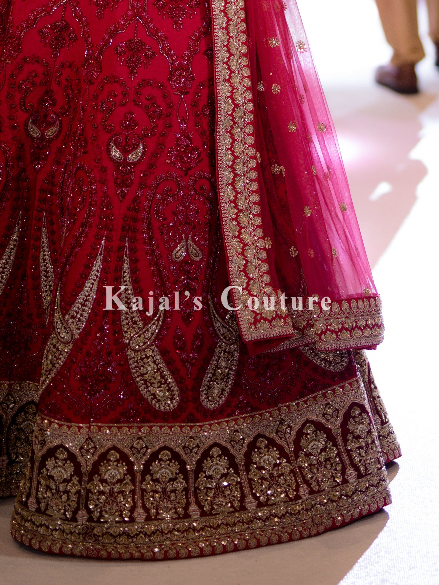 Deep Red Paisley Bridal Lehenga - Couture Collection