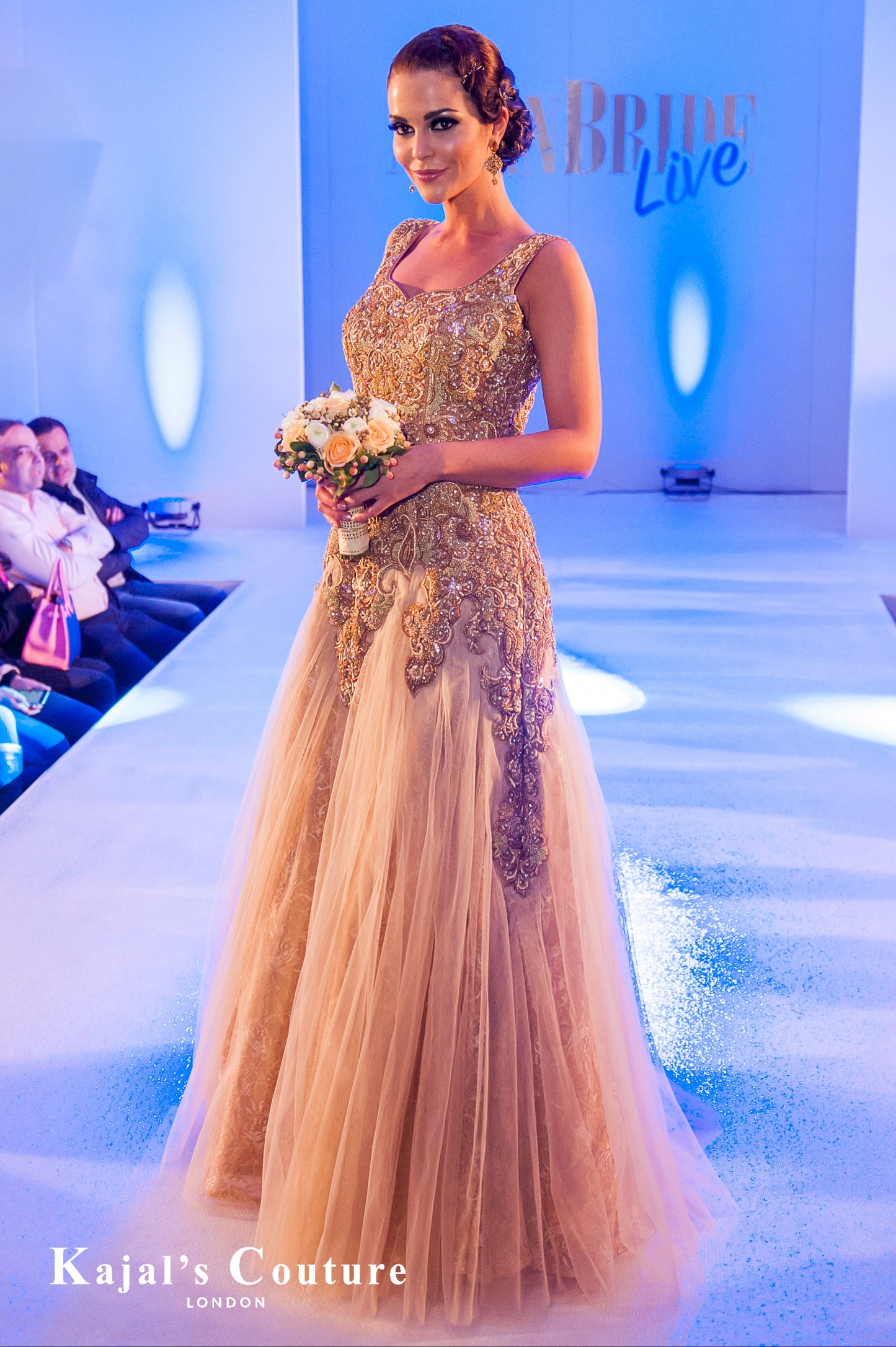 Gold Lace Gown with Embroidered Bodice