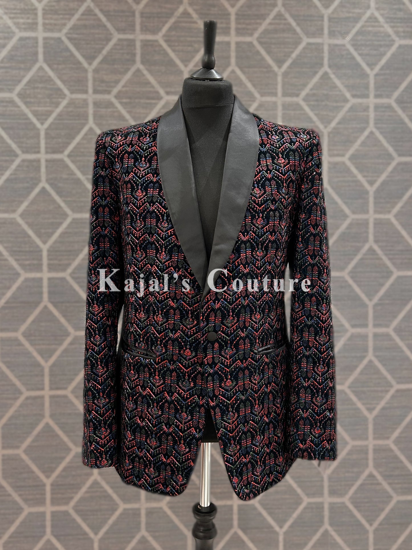 Velvet Embroidered Tux Jacket
