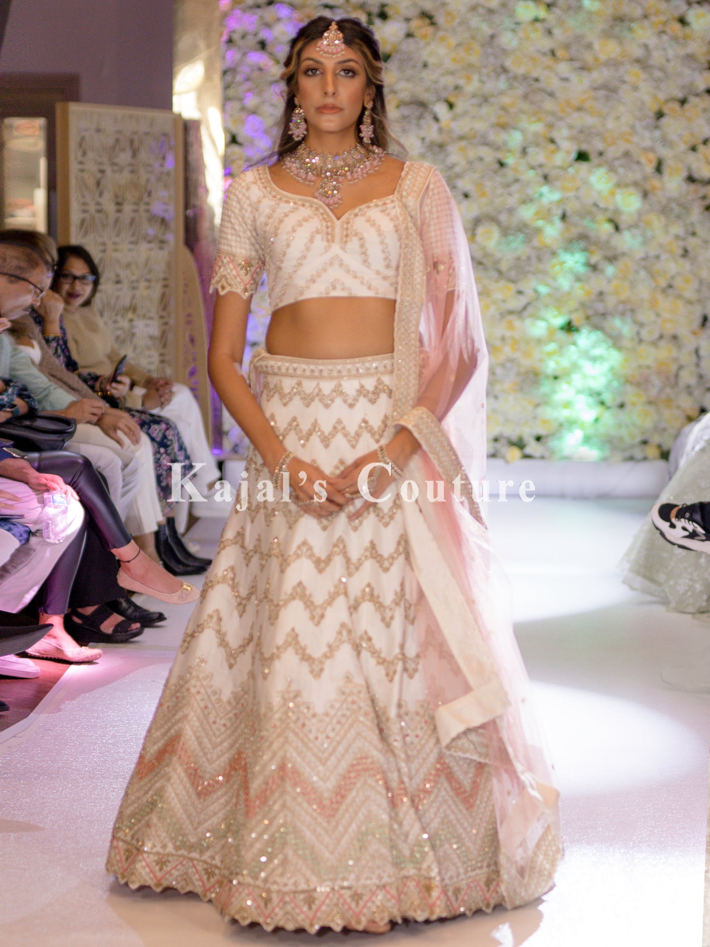 Ivory & Pastel Chevron Lehenga