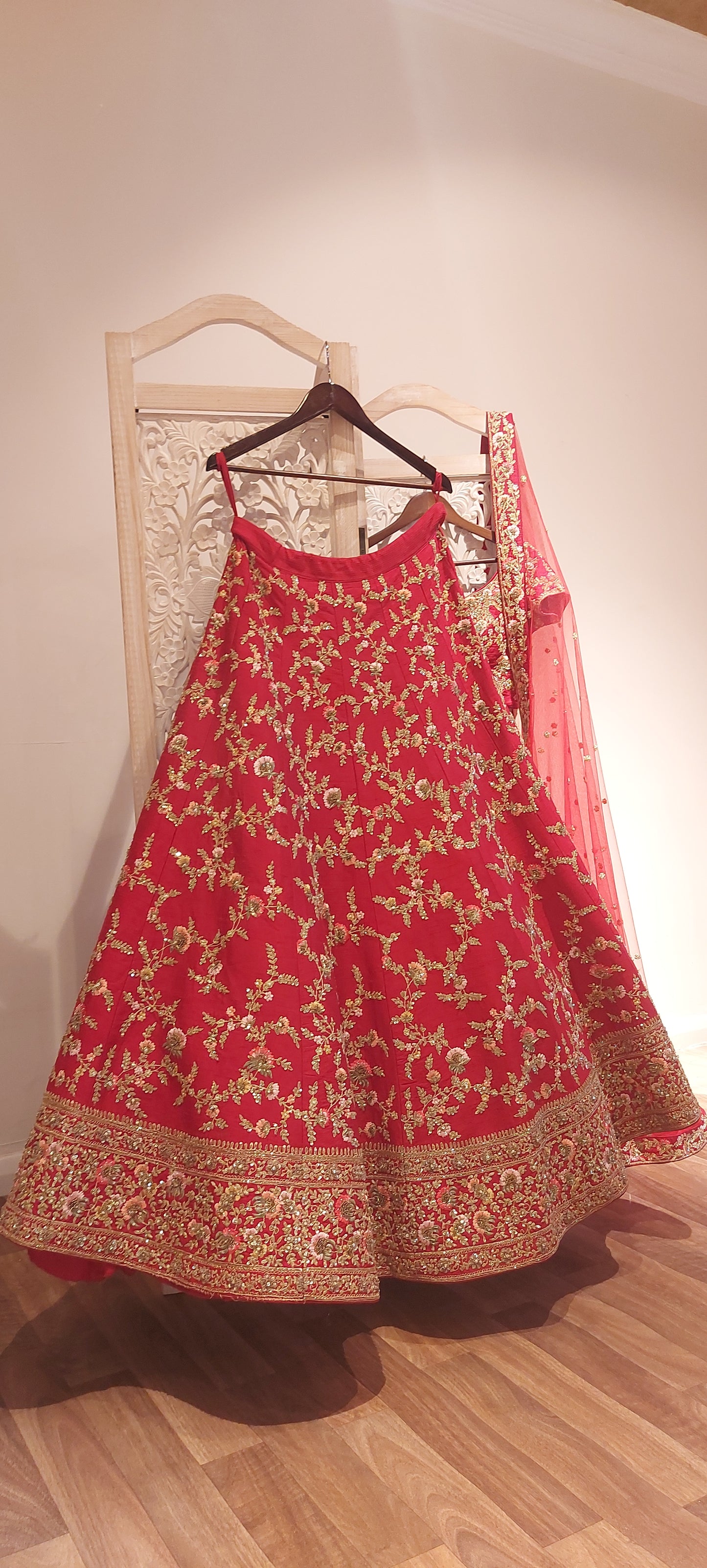 Red Floral Bridal Lehenga - Couture Collection