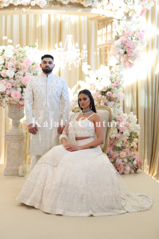 White beaded lengha- Couture collection