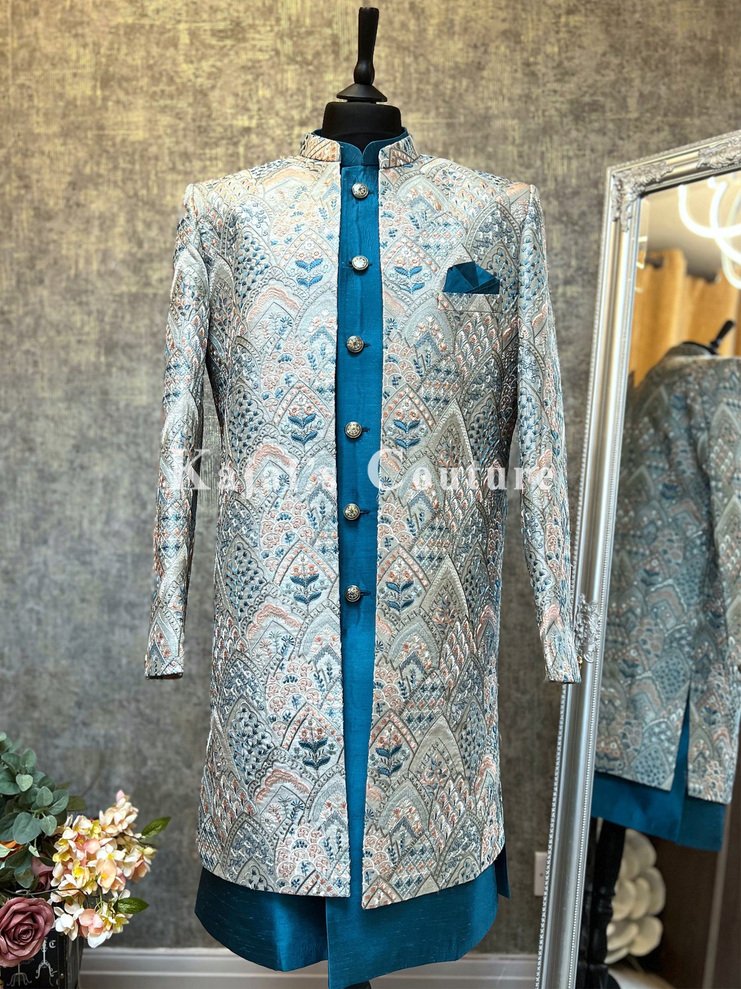 Embroidered Nawabi Jacket Set