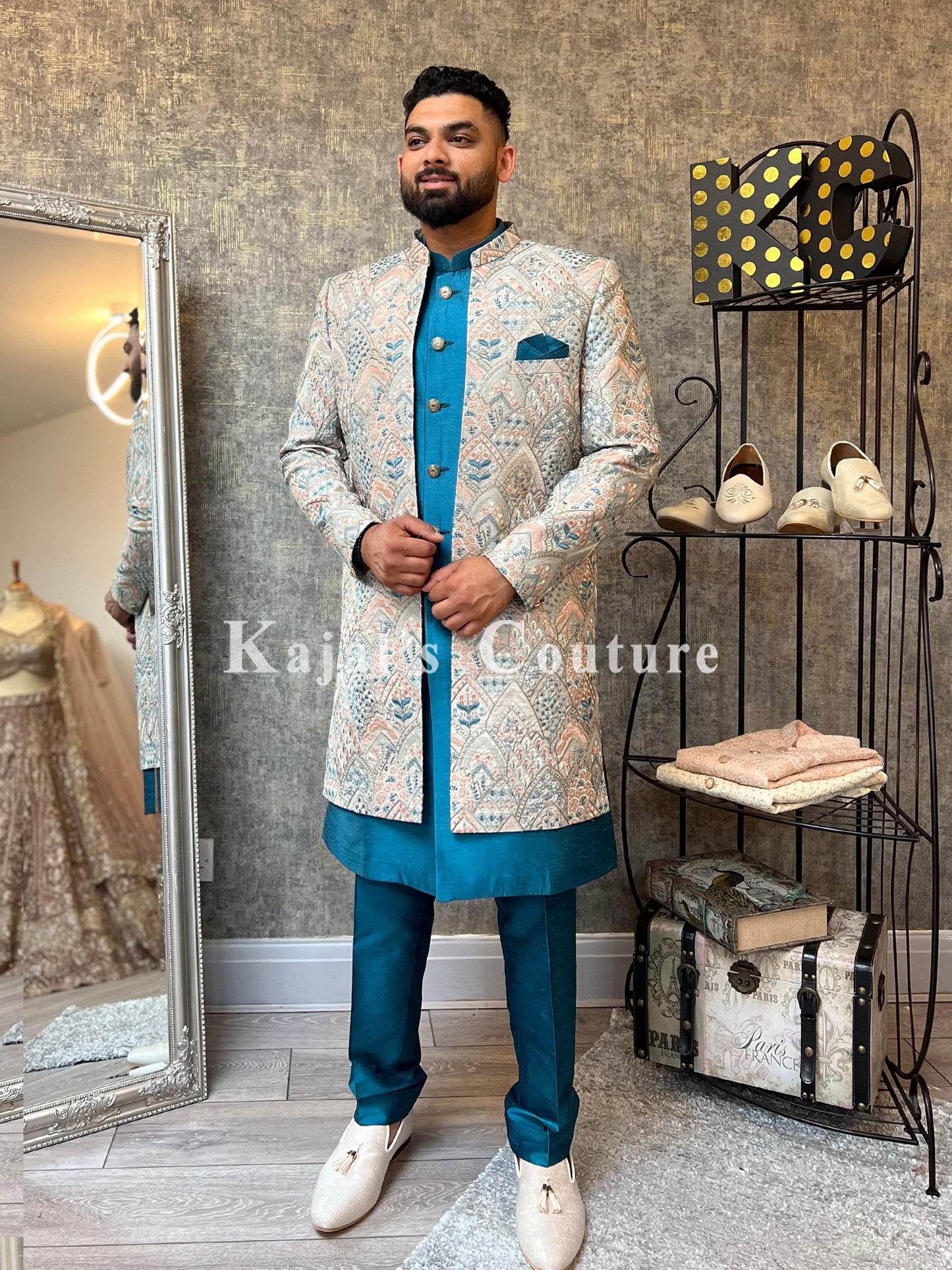 Embroidered Nawabi Jacket Set