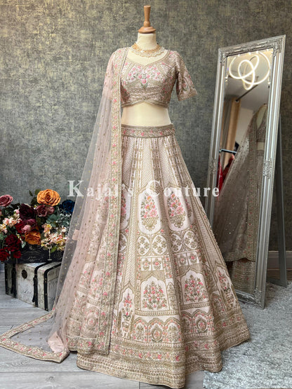 Blush Pink Floral Bridal Lehenga - Couture Collection