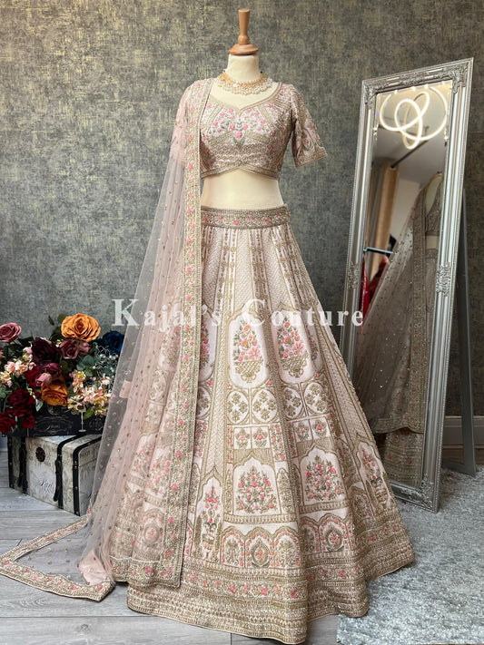 Blush Pink Floral Bridal Lehenga - Couture Collection