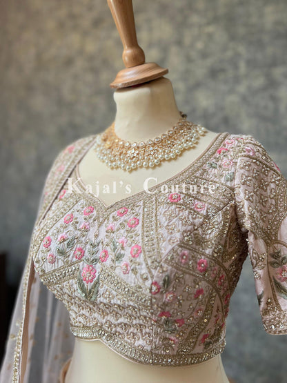 Blush Pink Floral Bridal Lehenga - Couture Collection