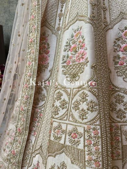 Blush Pink Floral Bridal Lehenga - Couture Collection