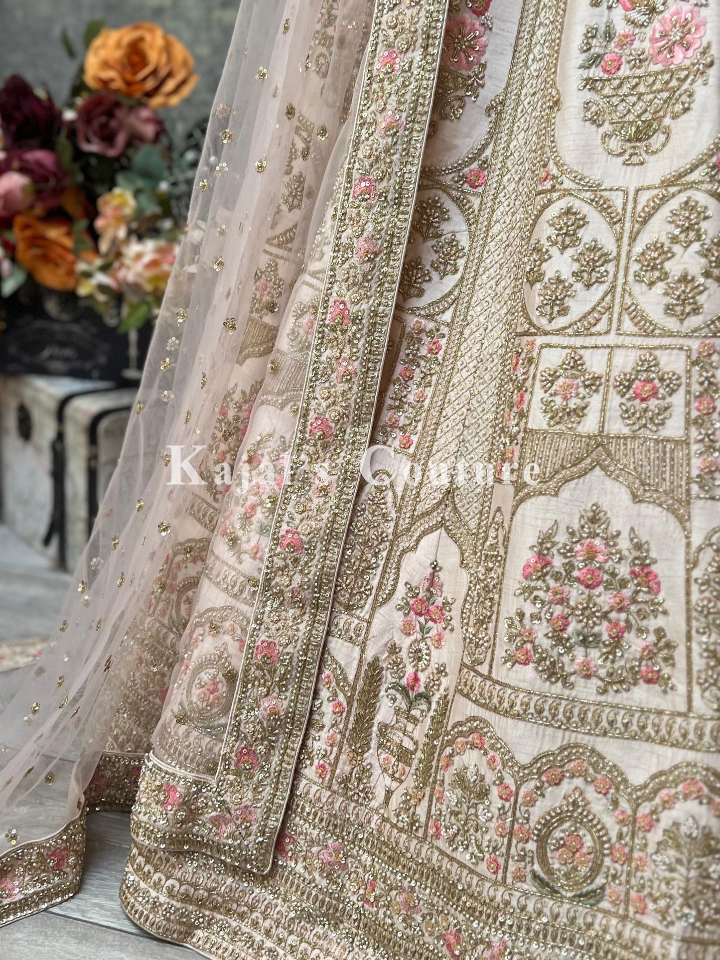 Blush Pink Floral Bridal Lehenga - Couture Collection