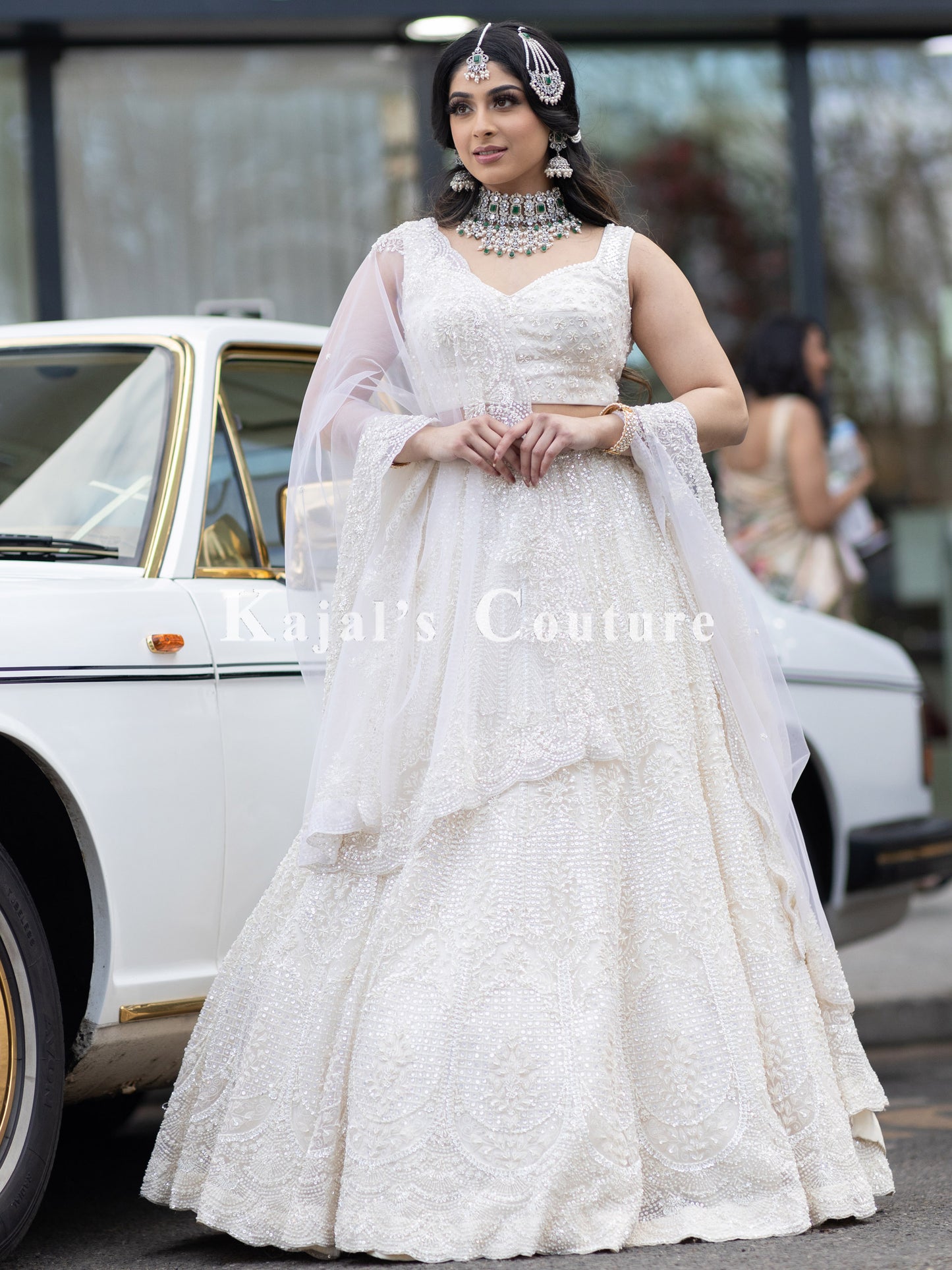 White Lace Embroidered Lehenga - Couture Collection