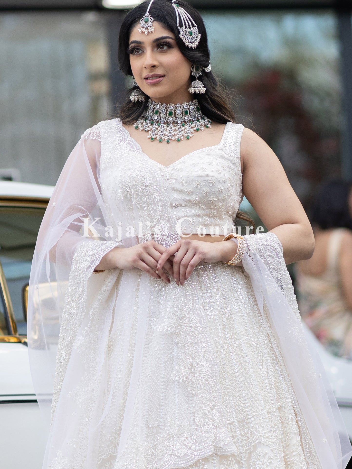 White Lace Embroidered Lehenga - Couture Collection