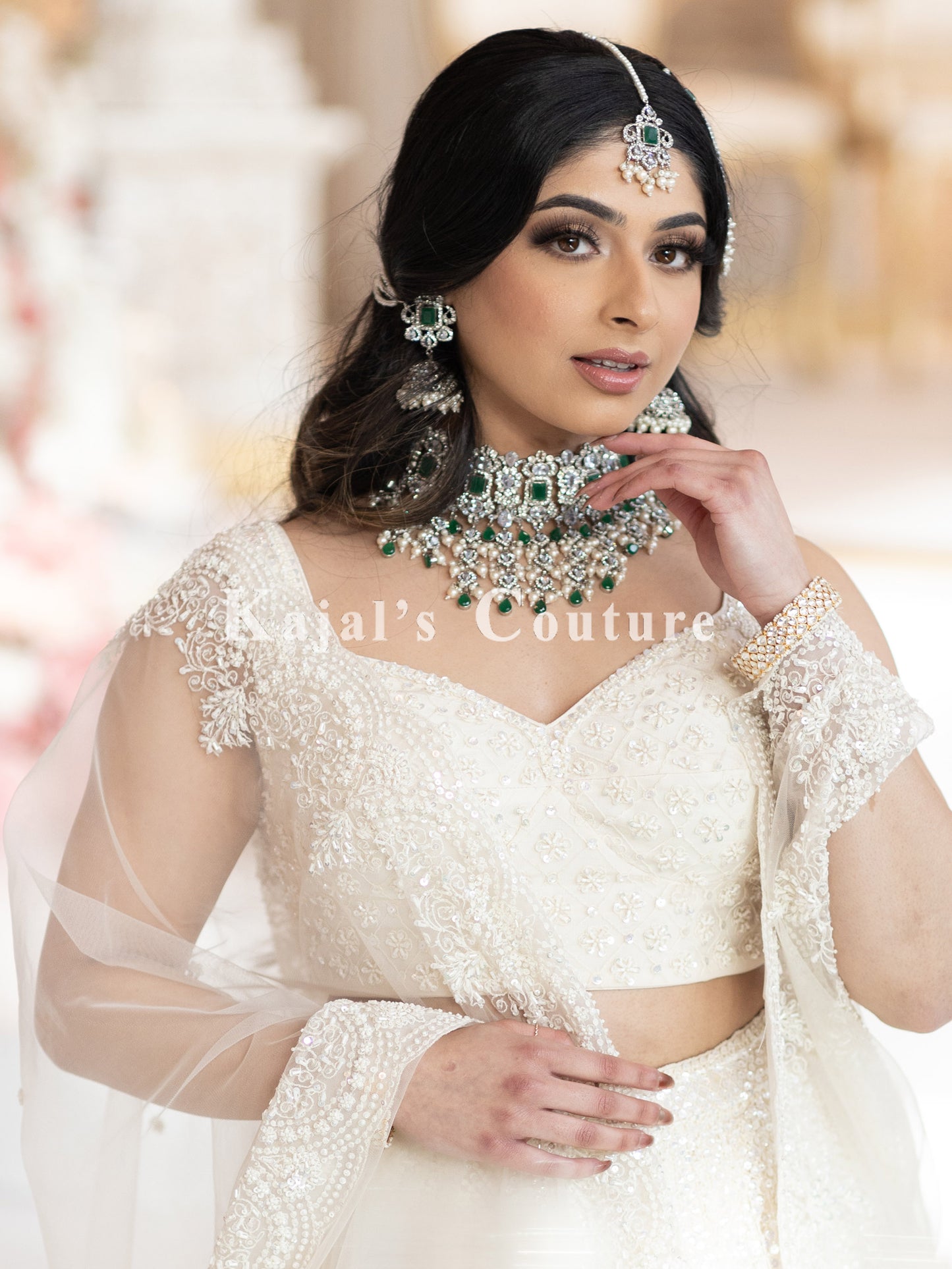 White Lace Embroidered Lehenga - Couture Collection