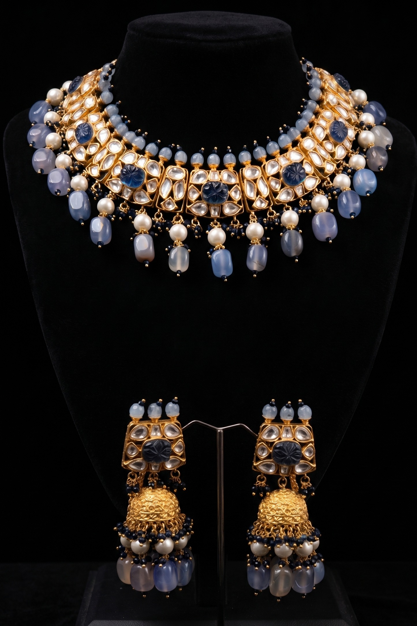 Blue and Gold Kundan Choker Necklace