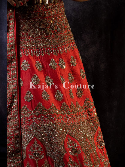 Vibrant Coral Lehenga - Couture Collection