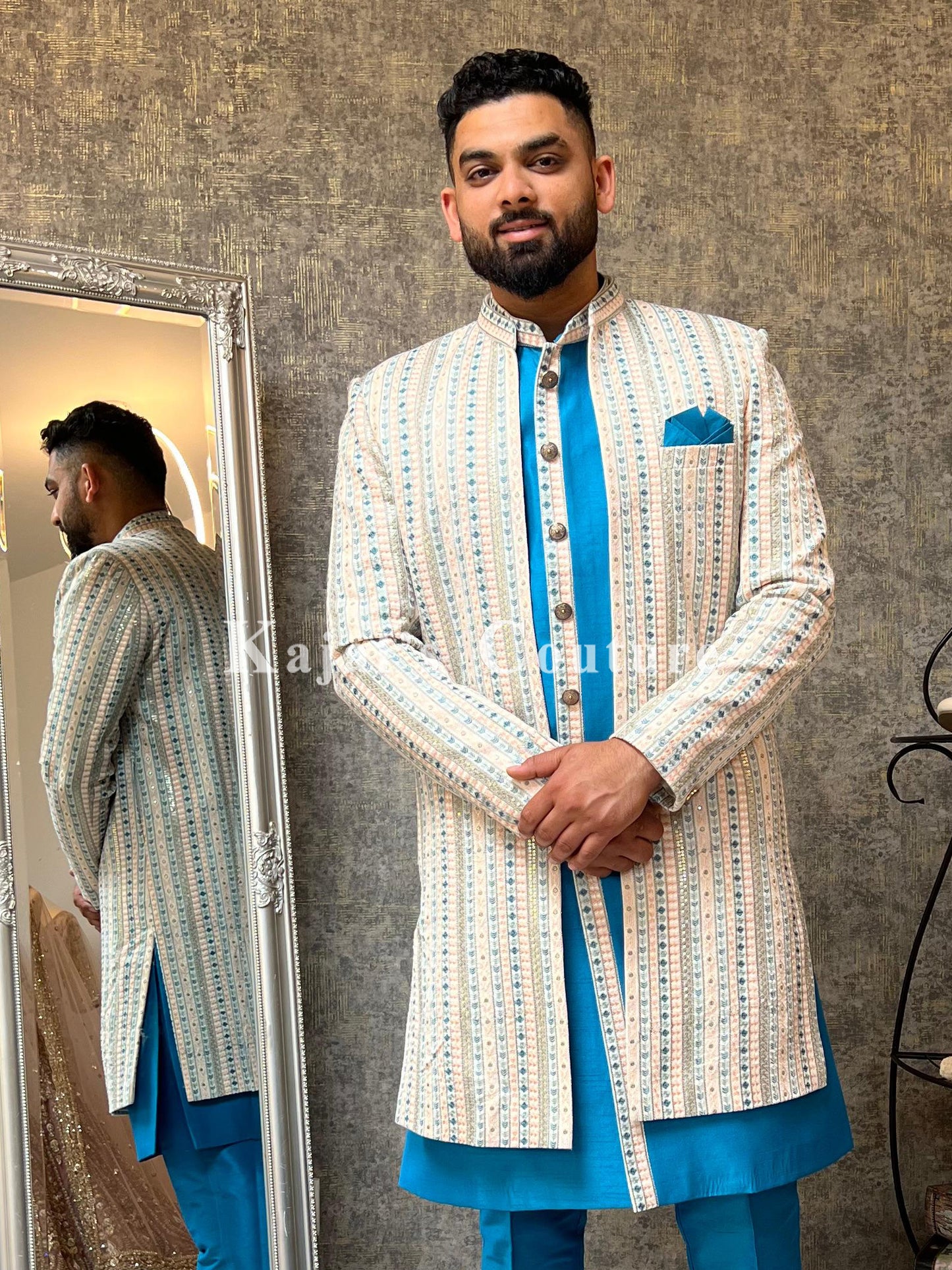 Embroidered Nawabi Jacket Set